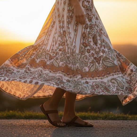 RESERVED• NEW•16•Gorgeous Boho Maxi Skirt- Lining & Side Slit - Picture 5 of 16